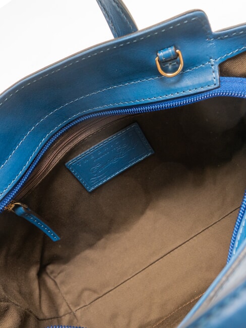 ELETTRA Leather handbag with shoulder strap jeans gold clothing - Women’s Bags