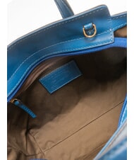 THE BRIDGE ELETTRA Leather handbag with shoulder strap jeans gold clothing - Women’s Bags - 5