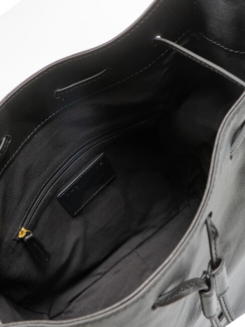 CARLOTTA Leather satchel bag with pockets Black Gold - Women’s Bags