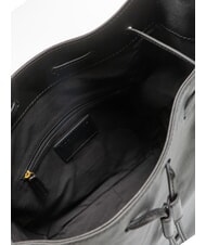 THE BRIDGE CARLOTTA Leather satchel bag with pockets Black Gold - Women’s Bags - 5