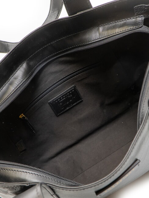 CARLOTTA Leather shopping bag Black Gold - Women’s Bags