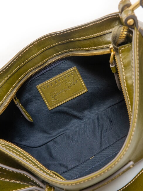 GIORGIA Leather shoulder bag thyme abb gold - Women’s Bags