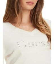 GUESS KENZIE LOGO V-neck sweater cremwhi - Women's Sweaters - 3