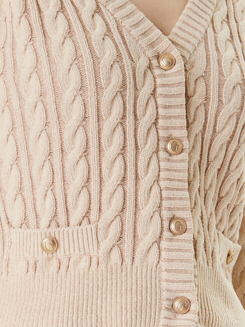 GISELLE Cable knit cardigan with buttons cream vanish - Women's Sweaters
