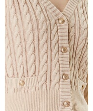 GUESS GISELLE Cable knit cardigan with buttons cream vanish - Women's Sweaters - 4