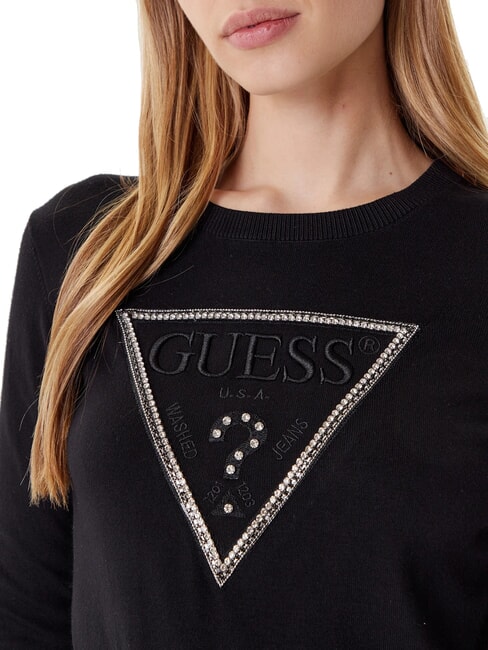 KIARA TRIANGLE LOGO Crewneck sweater with rhinestones jetbla - Women's Sweaters