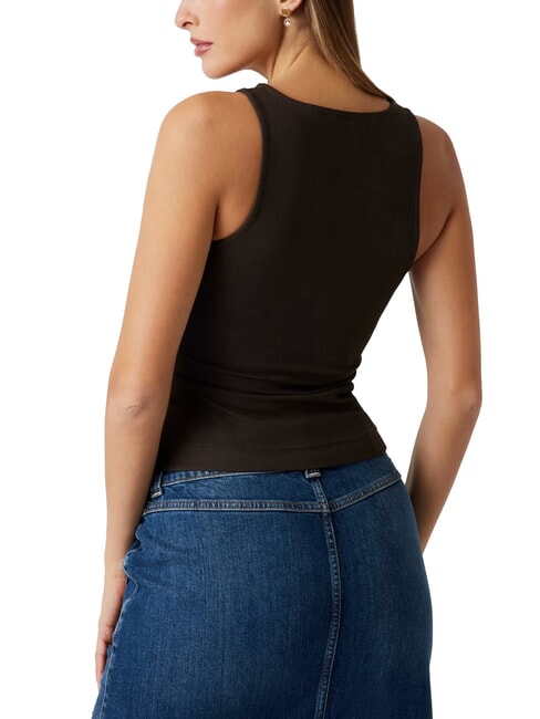 NEW SL ROUND GUENDALINA 4G rhinestone logo tank top espresso brown - T-shirt