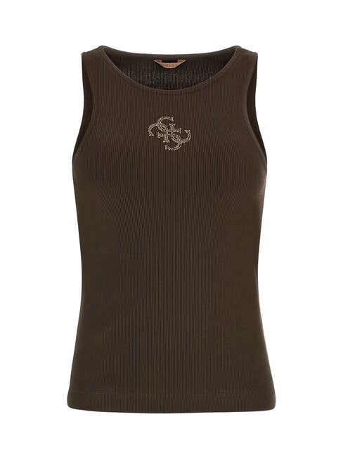 NEW SL ROUND GUENDALINA 4G rhinestone logo tank top espresso brown - T-shirt