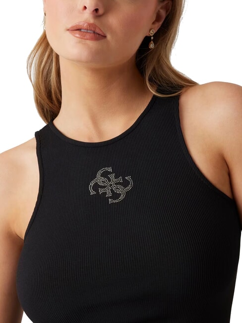 NEW SL ROUND GUENDALINA 4G rhinestone logo tank top jetbla - T-shirt