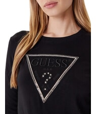 GUESS KIARA TRIANGLE LOGO Crewneck sweater with rhinestones jetbla - Women's Sweaters - 4