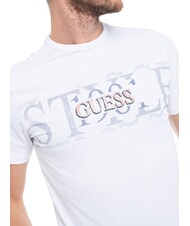 GUESS CHEST BOX Cotton T-shirt with print purwhite - T-shirt - 3