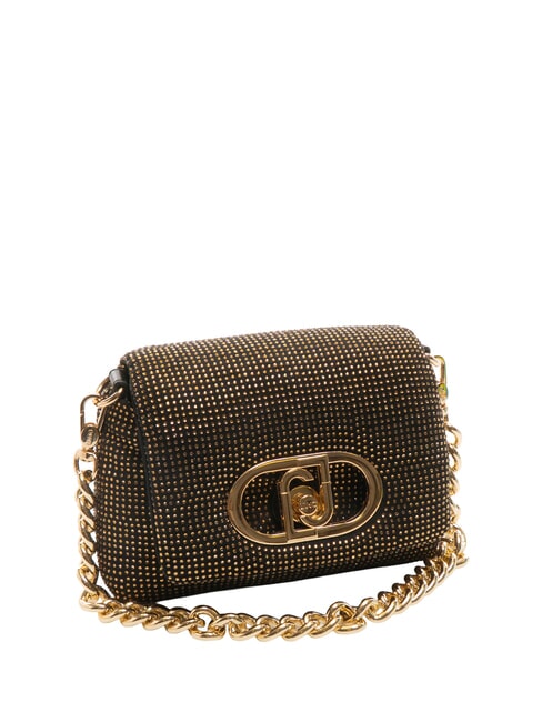 LAPUFFY Micro shoulder bag with rhinestones black/brass gold - Women’s Bags