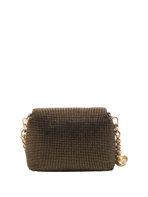 LAPUFFY Micro shoulder bag with rhinestones black/brass gold - Women’s Bags