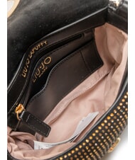 LIUJO LAPUFFY Micro shoulder bag with rhinestones black/brass gold - Women’s Bags - 5