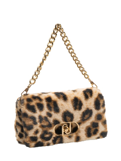 LAPUFFY Animal print plush shoulder bag natural macul. - Women’s Bags