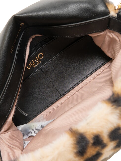 LAPUFFY Animal print plush shoulder bag natural macul. - Women’s Bags