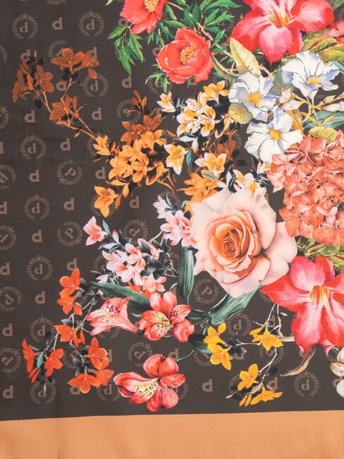 FLOWERS TWILL Printed scarf brown flowers - Scarves
