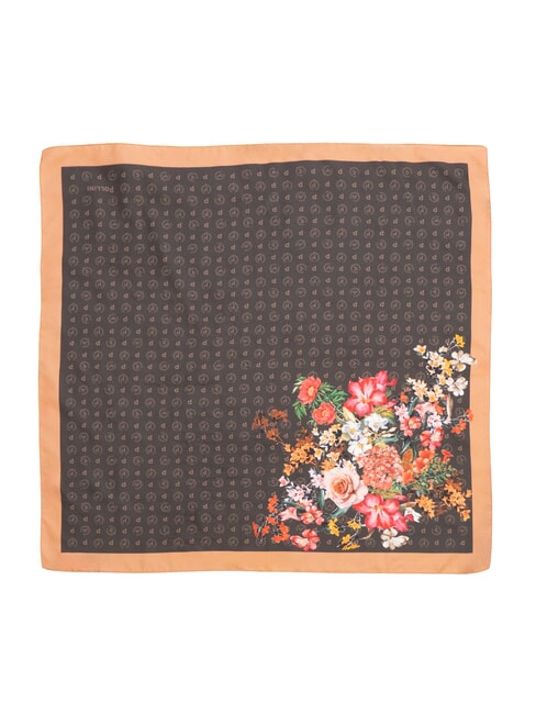 FLOWERS TWILL Printed scarf brown flowers - Scarves