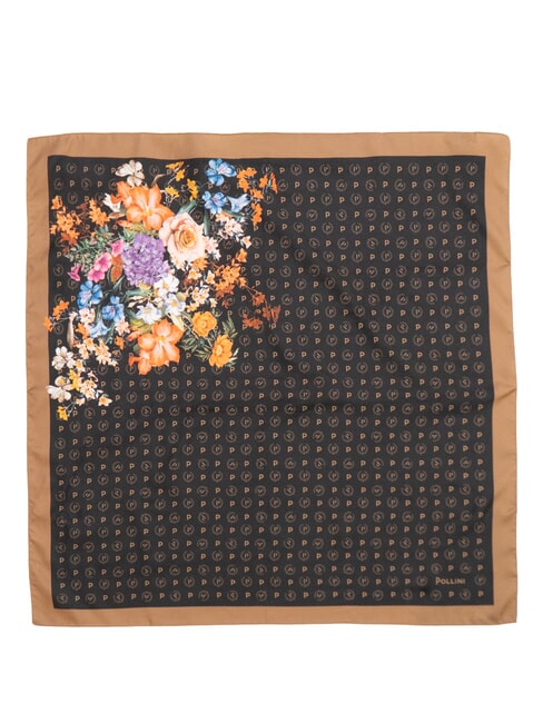 FLOWERS TWILL Printed scarf black flowers - Scarves