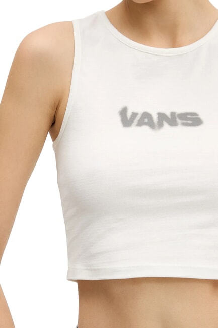 BLUR Logo Print Crop Top Tank Top Marshmallow - T-shirt