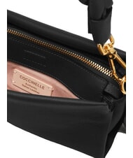 COCCINELLE BOHEME GRANA DOUBLE Handbag, with shoulder strap, in leather black/cognac - Women’s Bags - 3