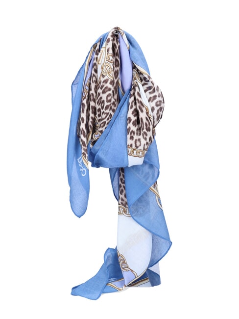ANIMALIER CHAIN Scarf with all-over print light denim - Scarves
