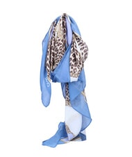 LIUJO ANIMALIER CHAIN Scarf with all-over print light denim - Scarves - 3