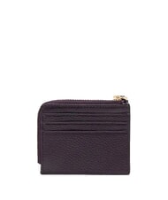 COCCINELLE TASSEL Card holder with zip in hammered leather plums - Women’s Wallets - 2