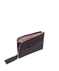 COCCINELLE TASSEL Card holder with zip in hammered leather plums - Women’s Wallets - 3