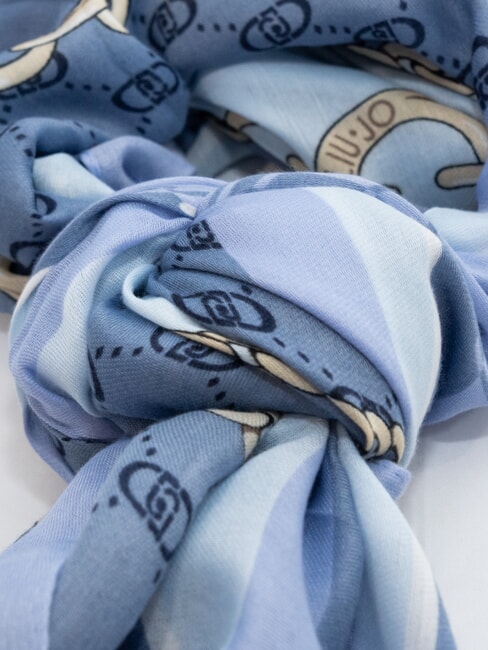 CHAIN Scarf with all-over print light denim - Scarves