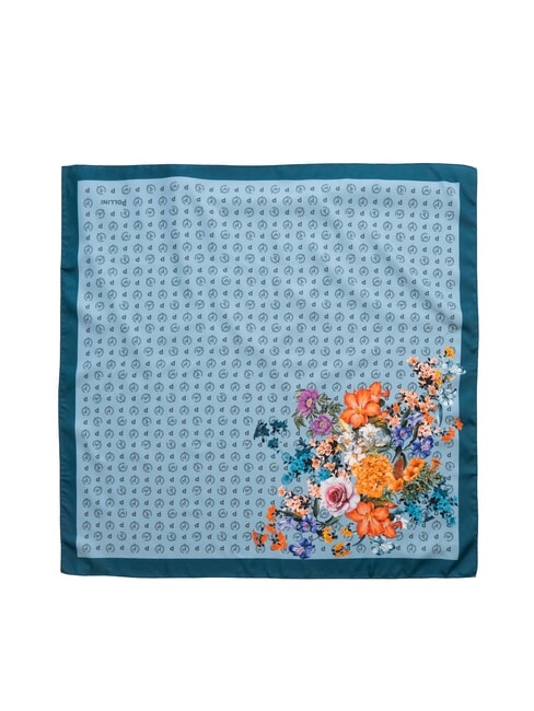 FLOWERS TWILL Printed scarf blue flowers - Scarves