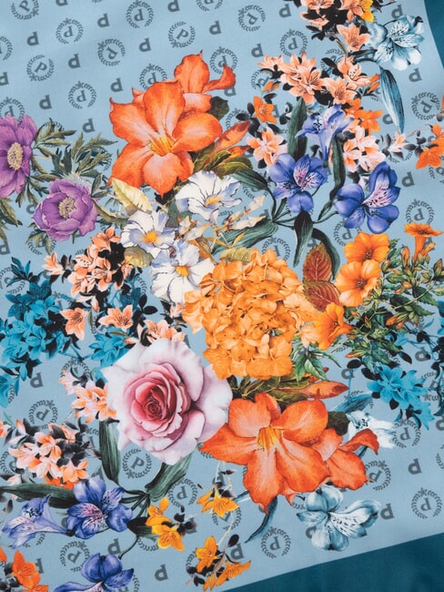 FLOWERS TWILL Printed scarf blue flowers - Scarves