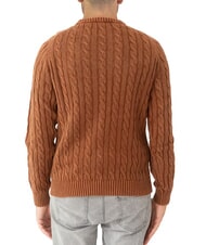 SUN68 VINTAGE Cable knit crew neck sweater cocoa - Men's Sweaters - 3
