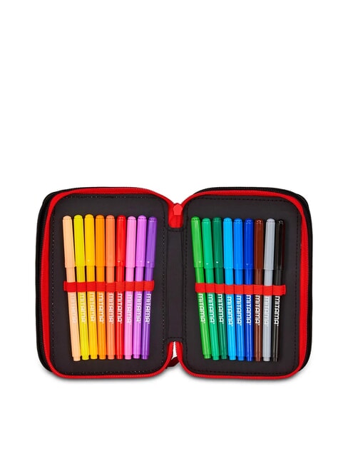 KICK AND SCORE 3-zip pencil case with school kit Black - Cases and Accessories