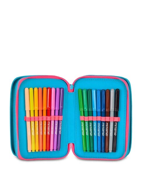 FEVER 3-zip pencil case with school kit fluffy turquoise - Cases and Accessories