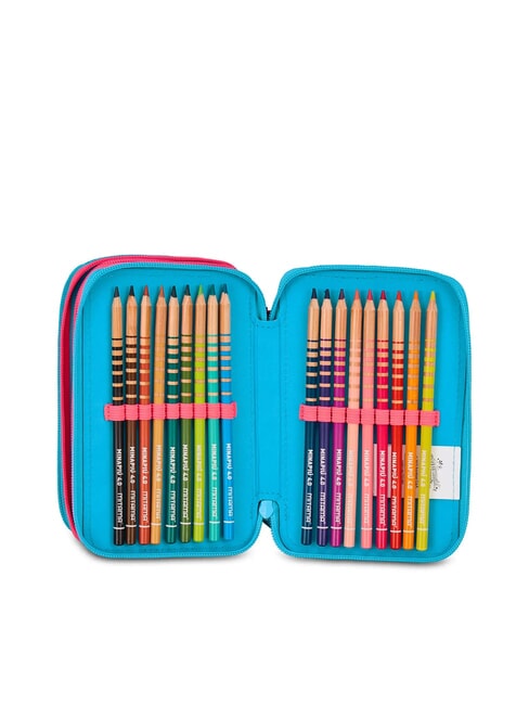 FEVER 3-zip pencil case with school kit fluffy turquoise - Cases and Accessories
