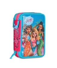 MERMAID M. FEVER 3-zip pencil case with school kit fluffy turquoise - Cases and Accessories - 6