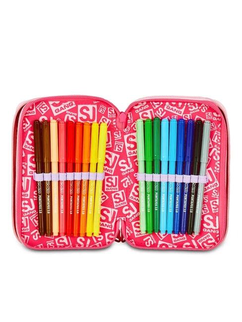 CAT&AIR 3-zip pencil case with school kit BLACK STRIPED FOREST - Cases and Accessories