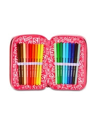 SJGANG CAT&AIR 3-zip pencil case with school kit BLACK STRIPED FOREST - Cases and Accessories - 3