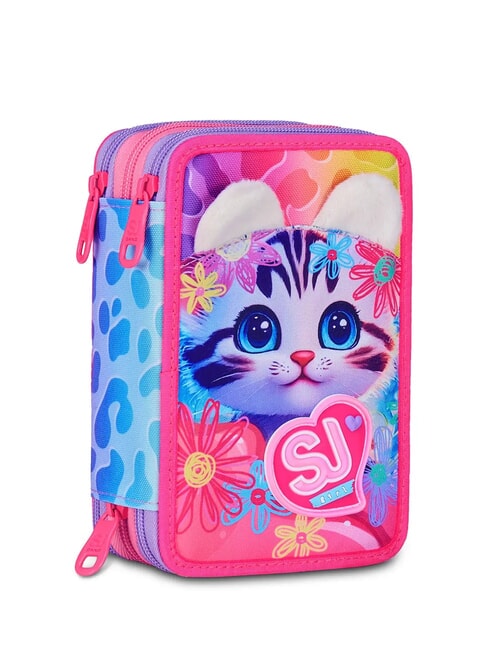 CAT&AIR 3-zip pencil case with school kit BLACK STRIPED FOREST - Cases and Accessories