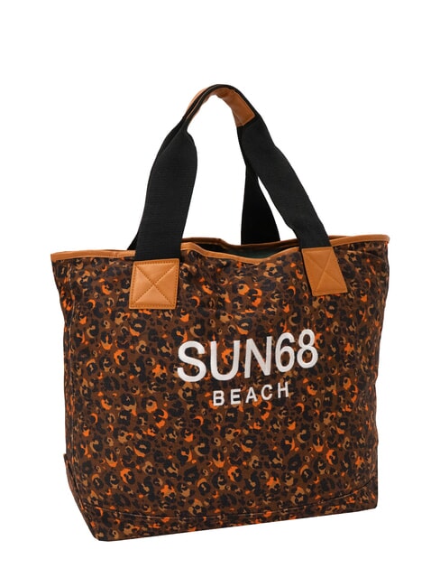 LOGO BEACH Beach bag in canvas beige/fluorescent orange - Women&rsquo;s Bags