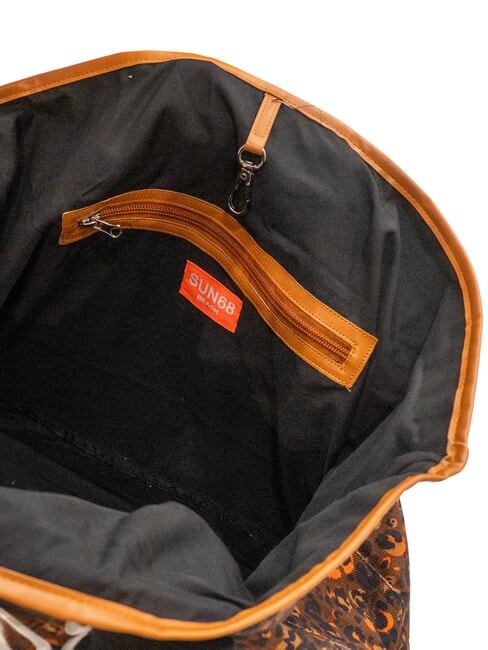 LOGO BEACH Beach bag in canvas beige/fluorescent orange - Women&rsquo;s Bags