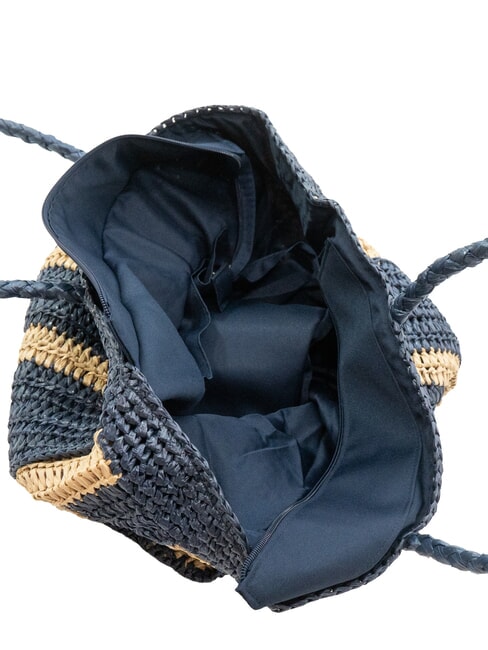 RAFIA Raffia beach bag navy blue/cream white - Women’s Bags