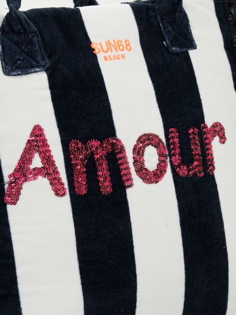 FANCY SPONGE ALLOVER Canvas shoulder beach bag navy blue/cream white - Women’s Bags