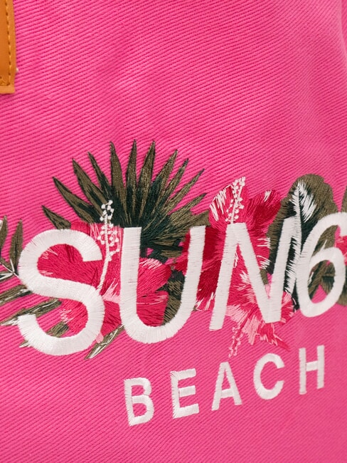 LOGO BEACH Beach bag in canvas fuchsia - Women&rsquo;s Bags