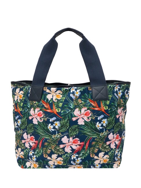 LOGO BEACH Beach bag in canvas navy blue/fuchsia - Women’s Bags