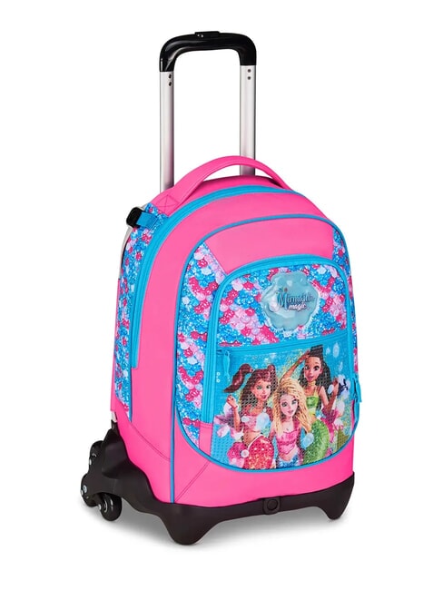 FEVER 3-wheel detachable trolley backpack fluffy turquoise - Backpack trolleys