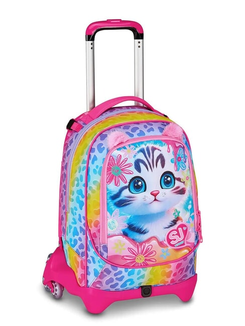 CAT&AIR 3-wheel detachable trolley backpack BLACK STRIPED FOREST - Backpack trolleys