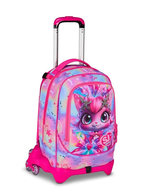 CAT LED 3-wheel detachable trolley backpack fuxiafluo - Backpack trolleys