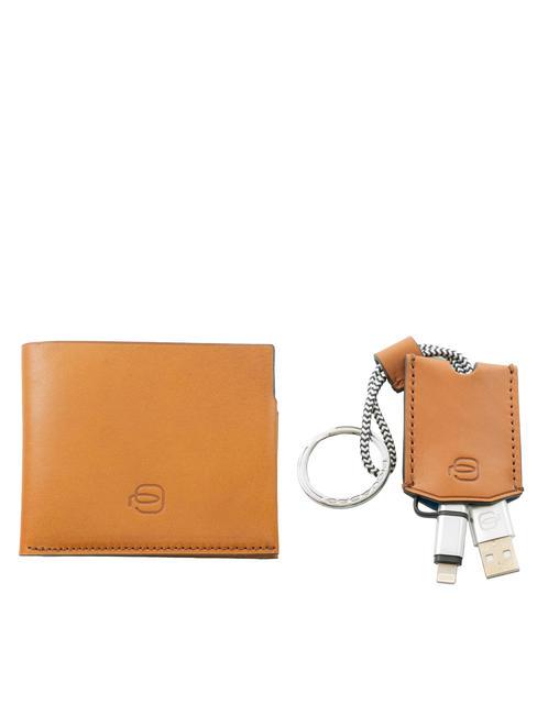 CAMPIONARIO - BAGMOTIC KIT Leather wallet + key ring with USB Leather / Blue - Men&rsquo;s Wallets